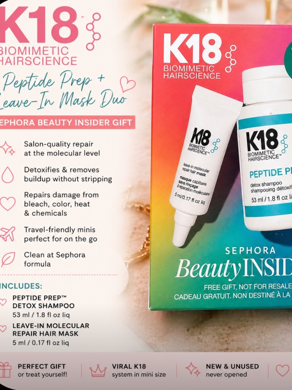 K18 Peptide Prep + Leave-In Mask Duo | Sephora Beauty Insider Gift